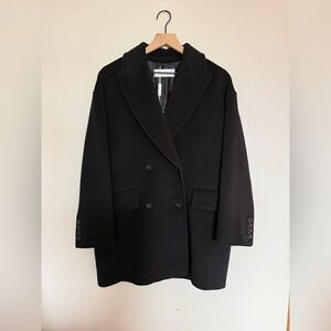 MaxMara Black Double-Breasted Pea Coat